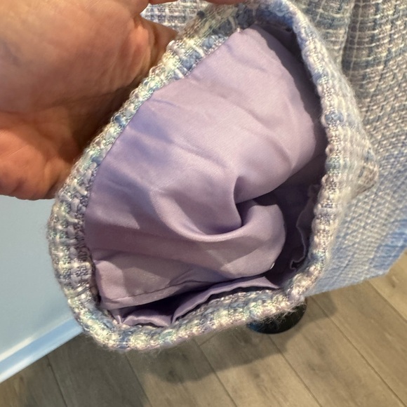 Alfred Dunner 20W Pastel Tweed Lined Purple/ Blue/white Button Down Blazer - Picture 6 of 6